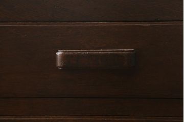 アンティーク家具　レトロ家具　ナラ材　薄型　ノスタルジックな雰囲気の両袖デスク(机、在宅ワーク、在宅用両袖机、在宅ワーク、在宅用ワークデスク、勉強机)(R-042886)