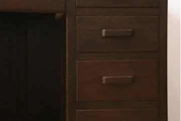 アンティーク家具　レトロ家具　ナラ材　薄型　ノスタルジックな雰囲気の両袖デスク(机、在宅ワーク、在宅用両袖机、在宅ワーク、在宅用ワークデスク、勉強机)(R-042886)