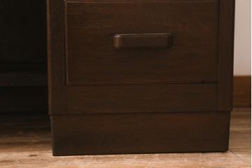 アンティーク家具　レトロ家具　ナラ材　薄型　ノスタルジックな雰囲気の両袖デスク(机、在宅ワーク、在宅用両袖机、在宅ワーク、在宅用ワークデスク、勉強机)(R-042886)