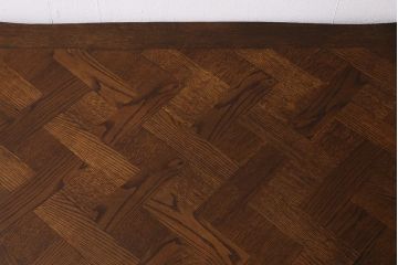 アンティーク家具　フランスアンティーク　オーク材　パーケット天板のドローリーフテーブル(エクステンションテーブル、ダイニングテーブル)(R-042889)