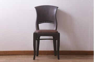 ビンテージ家具　ペイント　本革使用の高級感あふれるチェア(椅子、ダイニングチェア)(R-042890)