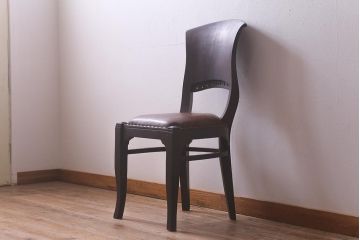 ビンテージ家具　ペイント　本革使用の高級感あふれるチェア(椅子、ダイニングチェア)(R-042890)