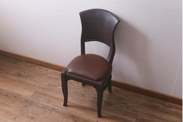 ビンテージ家具　ペイント　本革使用の高級感あふれるチェア(椅子、ダイニングチェア)(R-042890)