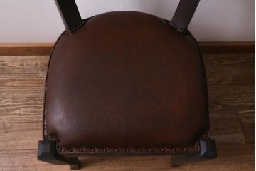 ビンテージ家具　ペイント　本革使用の高級感あふれるチェア(椅子、ダイニングチェア)(R-042890)