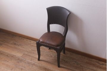 ビンテージ家具　ペイント　本革使用の高級感あふれるチェア(椅子、ダイニングチェア)(R-042891)