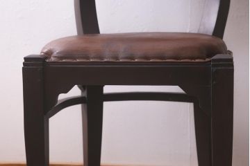 ビンテージ家具　ペイント　本革使用の高級感あふれるチェア(椅子、ダイニングチェア)(R-042891)