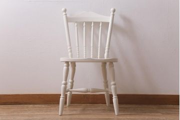 当店ペイント家具　ビンテージ　北海道民芸家具　フレンチスタイルにもおすすめのダイニングチェア(ウィンザーチェア、椅子、ウインザーチェア)(R-042893)