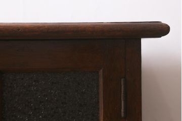 アンティーク家具　昭和初期　ナラ材　ダイヤガラス入りのレトロなブックケース(本箱、戸棚、飾り棚、キャビネット)(R-042895)