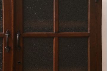 アンティーク家具　昭和初期　ナラ材　ダイヤガラス入りのレトロなブックケース(本箱、戸棚、飾り棚、キャビネット)(R-042895)