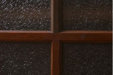 アンティーク家具　昭和初期　ナラ材　ダイヤガラス入りのレトロなブックケース(本箱、戸棚、飾り棚、キャビネット)(R-042895)