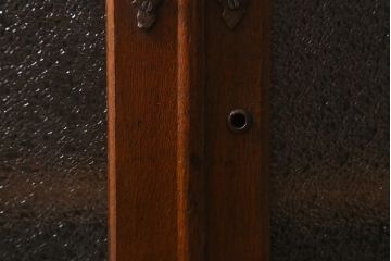 アンティーク家具　昭和初期　ナラ材　ダイヤガラス入りのレトロなブックケース(本箱、戸棚、飾り棚、キャビネット)(R-042895)