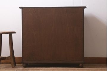 アンティーク家具　昭和初期　ナラ材　ダイヤガラス入りのレトロなブックケース(本箱、戸棚、飾り棚、キャビネット)(R-042895)