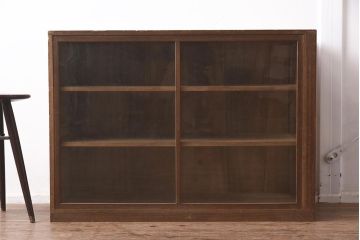 和製アンティーク　昭和初期　総桐材　呉服店で使われていた側面開きのガラスケース(ショーケース、飾り棚、陳列棚)(R-042899)