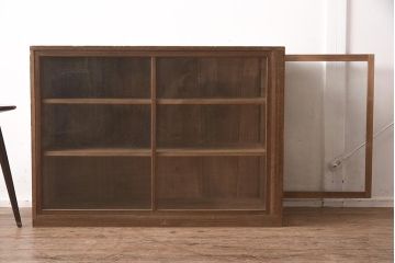 和製アンティーク　昭和初期　総桐材　呉服店で使われていた側面開きのガラスケース(ショーケース、飾り棚、陳列棚)(R-042899)