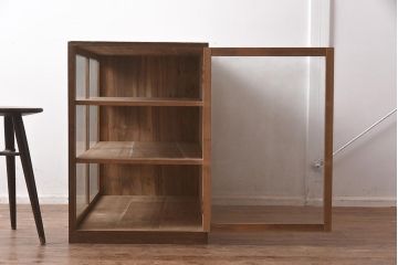 和製アンティーク　昭和初期　総桐材　呉服店で使われていた側面開きのガラスケース(ショーケース、飾り棚、陳列棚)(R-042899)