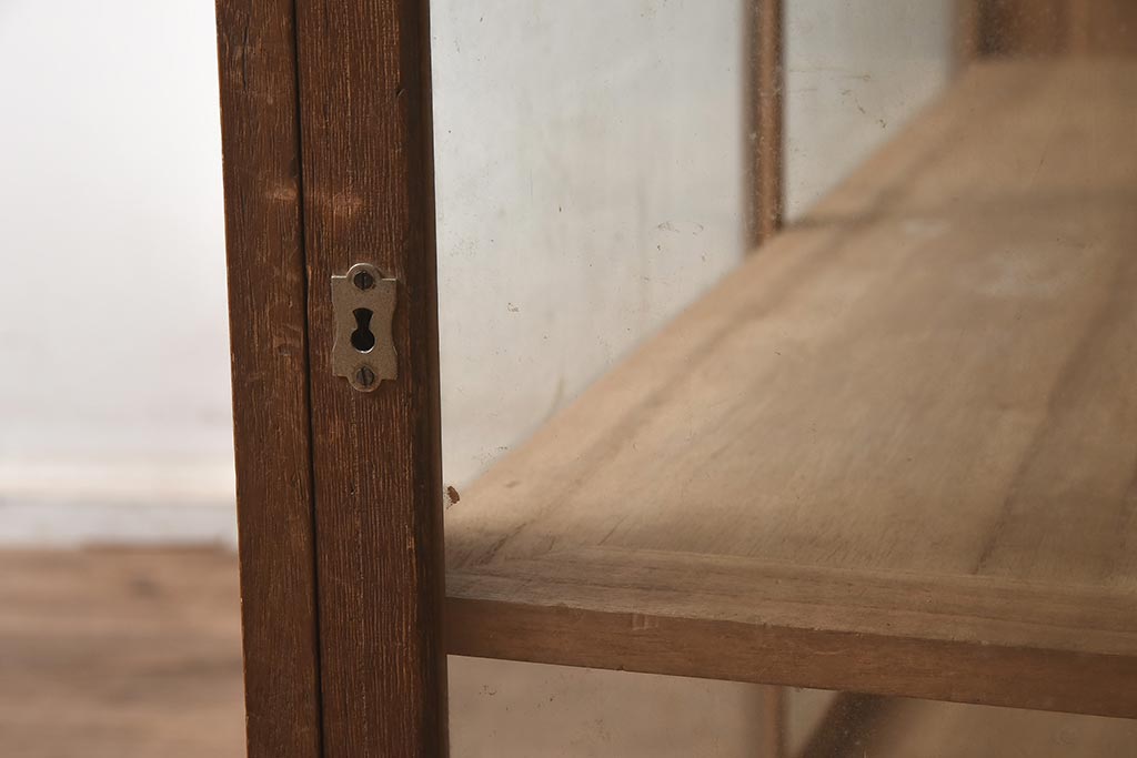 和製アンティーク　昭和初期　総桐材　呉服店で使われていた側面開きのガラスケース(ショーケース、飾り棚、陳列棚)(R-042899)