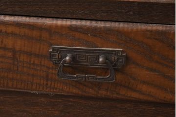 和製アンティーク　大正昭和初期　タモ材　栓材　大正ロマン　昭和レトロ　懐かしい雰囲気の大振りなブックケース(本箱、戸棚、収納棚、飾り棚)(R-042902)