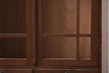 和製アンティーク　大正昭和初期　栓材　大正ロマン　花の透かし彫りが可愛い本箱(ブックケース、収納棚、飾り棚、キャビネット)(R-042904)