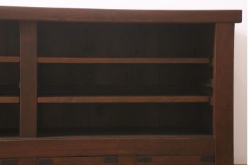 アンティーク家具　ヒノキ材　4枚引き戸　6尺水屋サイドボード(水屋箪笥、戸棚、収納棚)(R-042905)