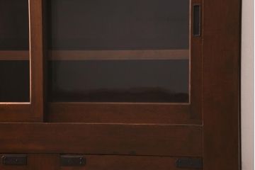アンティーク家具　ヒノキ材　4枚引き戸　6尺水屋サイドボード(水屋箪笥、戸棚、収納棚)(R-042905)