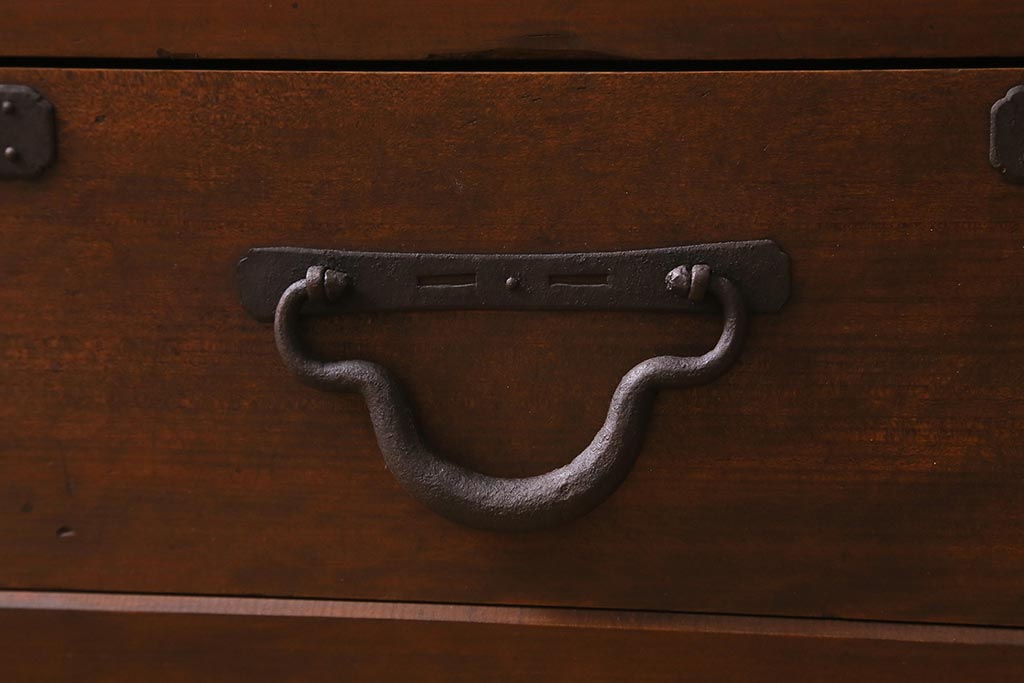 アンティーク家具　ヒノキ材　4枚引き戸　6尺水屋サイドボード(水屋箪笥、戸棚、収納棚)(R-042905)