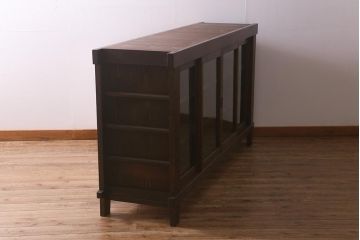 アンティーク家具　脚付きリメイク　ヒノキ材　4枚引き戸の6尺水屋サイドボード(水屋箪笥、戸棚、収納棚)(R-042906)