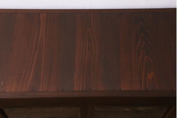 アンティーク家具　脚付きリメイク　ヒノキ材　4枚引き戸の6尺水屋サイドボード(水屋箪笥、戸棚、収納棚)(R-042906)