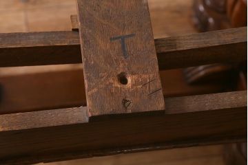 アンティーク家具　イギリスアンティーク　上手物!　オーク材　華やかなバルボスレッグのドローリーフテーブル(エクステンションテーブル、ダイニングテーブル)(R-042908)