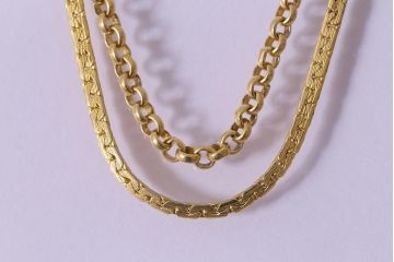 ヴィンテージアクセサリー　シンプルで上品なチェーンのブローチ(ピンブローチ、ビンテージ)(R-042918)