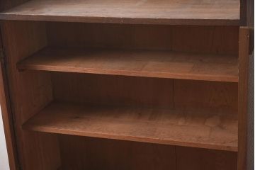 和製アンティーク　大正昭和初期　タモ材　栓材　上手物　ダイヤガラスがレトロな面持ちの本箱(ブックケース、戸棚、収納棚、飾り棚)(R-042931)