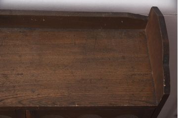 和製アンティーク　大正昭和初期　タモ材　栓材　上手物　ダイヤガラスがレトロな面持ちの本箱(ブックケース、戸棚、収納棚、飾り棚)(R-042931)