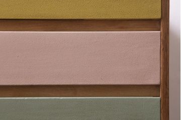 レトロ家具　ペイント　ナラ材　3色のカラーがかわいい小引き出し(卓上収納、小物収納)(R-042937)