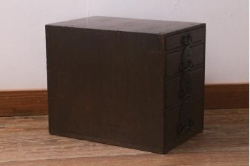 アンティーク家具　明治大正期　大きめの丸金具がアクセントの小引き出し(卓上収納、小物収納)(R-042940)