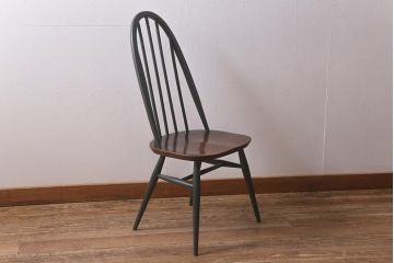 ヴィンテージ家具　ERCOL(アーコール)　ペイント　ダークグリーンがおしゃれなバイカラーのクエーカーチェア(ダイニングチェア、椅子、ビンテージ)(R-042942)