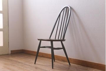 ヴィンテージ家具　ERCOL(アーコール)　ペイント　ダークグリーンがおしゃれなバイカラーのクエーカーチェア(ダイニングチェア、椅子、ビンテージ)(R-042942)