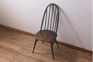 ヴィンテージ家具　ERCOL(アーコール)　ペイント　ダークグリーンがおしゃれなバイカラーのクエーカーチェア(ダイニングチェア、椅子、ビンテージ)(R-042942)