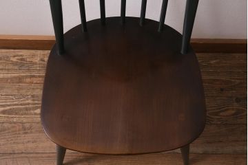 ヴィンテージ家具　ERCOL(アーコール)　ペイント　ダークグリーンがおしゃれなバイカラーのクエーカーチェア(ダイニングチェア、椅子、ビンテージ)(R-042942)