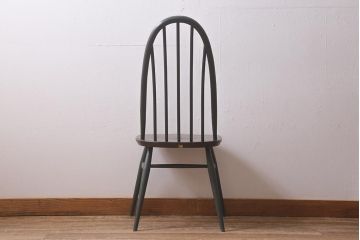 ヴィンテージ家具　ERCOL(アーコール)　ペイント　ダークグリーンがおしゃれなバイカラーのクエーカーチェア(ダイニングチェア、椅子、ビンテージ)(R-042942)