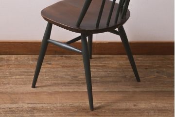 ヴィンテージ家具　ERCOL(アーコール)　ペイント　ダークグリーンがおしゃれなバイカラーのクエーカーチェア(ダイニングチェア、椅子、ビンテージ)(R-042942)