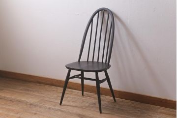 ヴィンテージ家具　ERCOL(アーコール)　ペイント　ブラックカラーが格好良いクエーカーチェア(ダイニングチェア、椅子、ビンテージ)(R-042943)