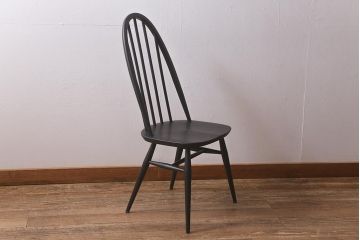 ヴィンテージ家具　ERCOL(アーコール)　ペイント　ブラックカラーが格好良いクエーカーチェア(ダイニングチェア、椅子、ビンテージ)(R-042943)