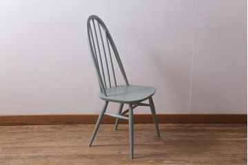 ヴィンテージ家具　ERCOL(アーコール)　淡いグリーンのペイントがおしゃれなクエーカーチェア(ダイニングチェア、椅子、ビンテージ)(R-042944)