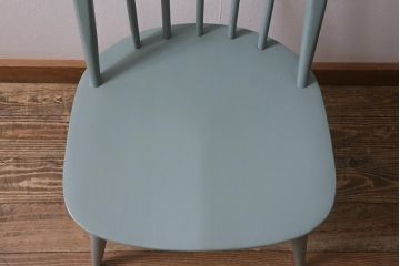 ヴィンテージ家具　ERCOL(アーコール)　淡いグリーンのペイントがおしゃれなクエーカーチェア(ダイニングチェア、椅子、ビンテージ)(R-042944)