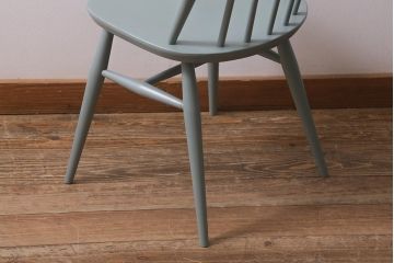 ヴィンテージ家具　ERCOL(アーコール)　淡いグリーンのペイントがおしゃれなクエーカーチェア(ダイニングチェア、椅子、ビンテージ)(R-042944)