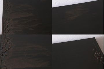 中古　軽井沢彫り　桜の意匠が随所に散りばめられた美しいキャビネット(飾り棚、茶棚、収納棚、戸棚)(R-042945)