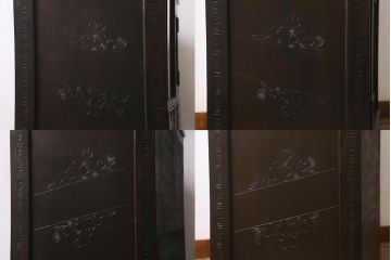 中古　軽井沢彫り　桜の意匠が随所に散りばめられた美しいキャビネット(飾り棚、茶棚、収納棚、戸棚)(R-042945)