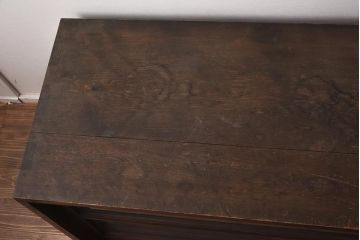 レトロ家具　シンプルなデザインが魅力のローボード(収納棚、戸棚、キャビネット)(R-042950)