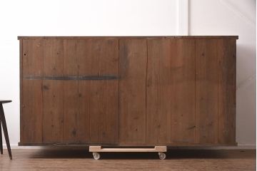 アンティーク家具　ヒノキ材　シンプルなガラス戸棚(サイドボード、キャビネット、収納棚)(R-042953)