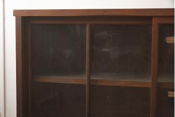 アンティーク家具　ヒノキ材　レトロモダンな重ね戸棚(キャビネット、食器棚、収納棚)(R-042954)