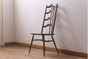 ヴィンテージ家具　イギリスビンテージ　ERCOL(アーコール)　希少!洗練されたデザインのラダーバックチェア(ダイニングチェア、椅子)(R-042956)